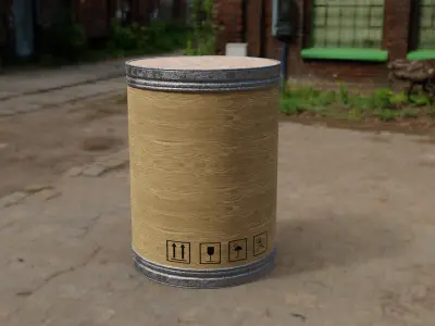 wood barrel Low-poly 3D model get