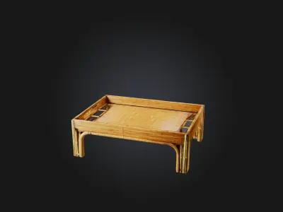 Bamboo tray table Low-poly 3D model