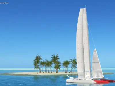  Racing Sail Boat White 