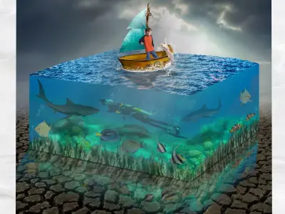 Canvas Art Surreal Aquarium Low-poly 3D model