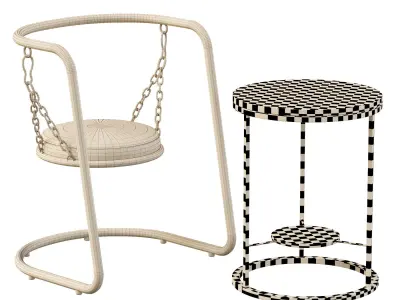 Coffee table and armchair 3D model