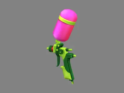 Cartoon toy water gun - green plastic pistol Low-poly 3D model