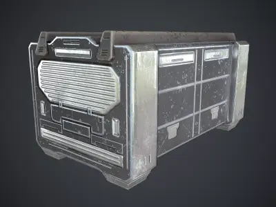 Sci-Fi Box Props Black Low-poly 3D model