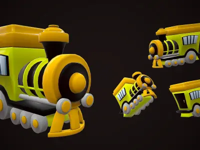 TRAIN LOCOMOTIVE CARTOON STYLIZED Low-poly 3D model