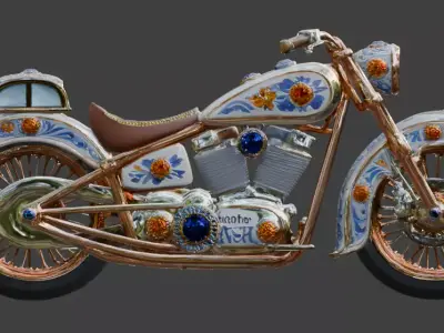 Luxury Jeweled Mexican Talavera Cruiser Motorcycle Low-poly 3D model