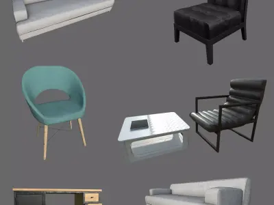 LivingRoomProps industrial style sideboard with drawers Low-poly 3D model