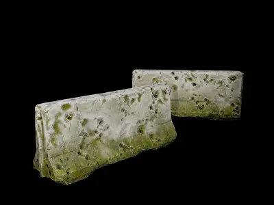 8 Destroyed Concrete Divider Pack Game Ready Low-poly 3D model