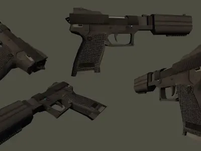 Mahegan Zero near future fantasy handgun Low-poly 3D model