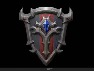 Stylized Knights Shield Game Ready - AI Low-poly 3D model
