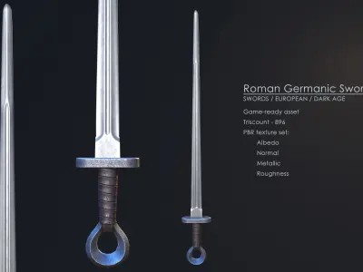 Roman Germanic Sword Low-poly 3D model