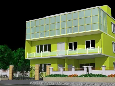 TWO STORY COMMERCIAL BUILDING MODEL 3D model 3D model buy
