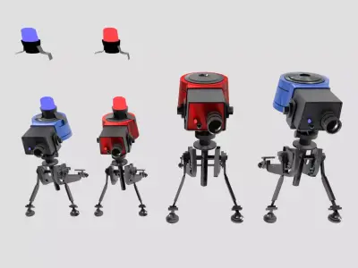 Turret Sentry and Mini- 4 models 2 Colors- Low-poly 3D model