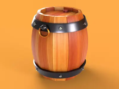 STYLIZED WOODEN BARREL Free 3D model