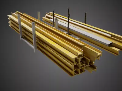 Metal Steel Beams Industrial Prop Low-poly 3D model