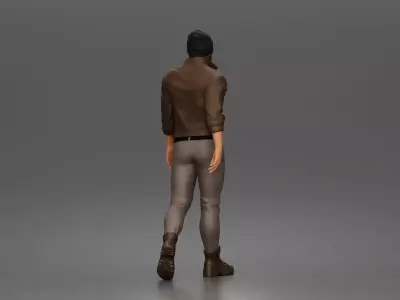 Urban explorer walking in beanie jacket fitted pants and boots 3D print model