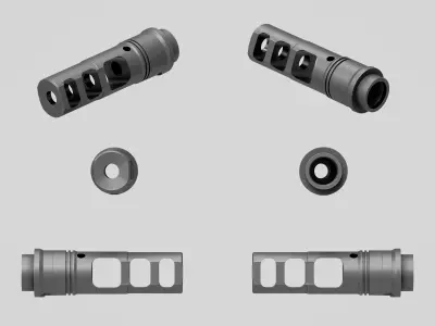 SFMB-338 SOCOM Muzzle Brake Suppressor Adapter Low-poly 3D model get
