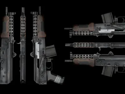 GAME READY MODIFIED AK74U PBR RIGGED Low-poly 3D model