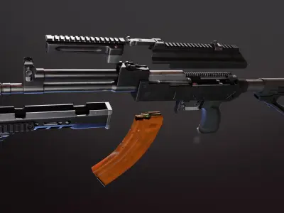 Custom AK MB47 Low-poly 3D model