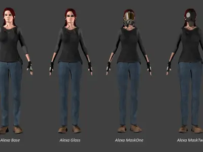 Alexa Ecarlette Low-poly I Post Apocalyptic Nuclear Pack Low-poly 3D model