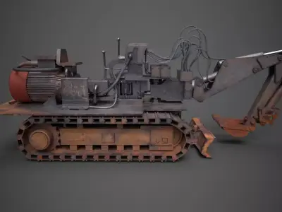 Heavy Duty Tunnel Excavator Rusted Machine Low-poly 3D model