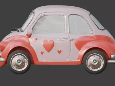 Stylized 3D Valentine Compact Car Model Low-poly 3D model