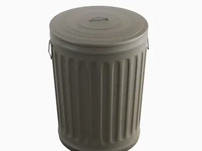 Steel Trash Can Set 3D model