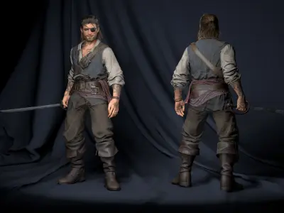 The pirate Low-poly 3D model