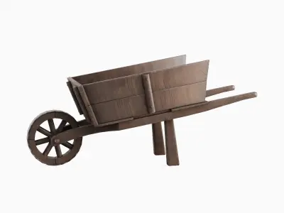 Medieval Wooden Cart 01 Low-poly 3D model