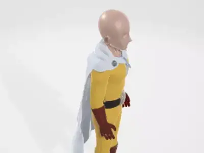 Saitama dumb face 3d Model - One Punch Man Low-poly 3D model