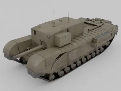 Churchill 3 inch gun carrier  Low-poly 3D model