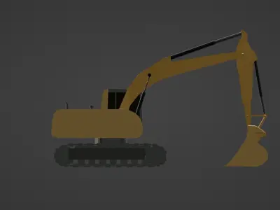Excavator Low-poly wooden machine Low-poly 3D model