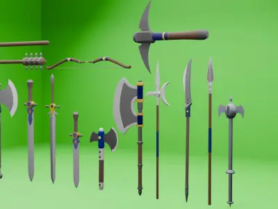 Conjunto de armas Low-poly 3D model