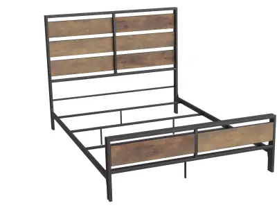 Industrial Farmhouse Queen Bed 3D model