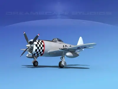 Republic P-47D Thunderbolt V04 3D model