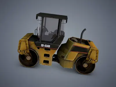 Asphalt Road Roller Low-poly 3D model