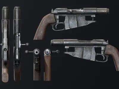PBR Mosin Nagant Obrez Low-poly 3D model