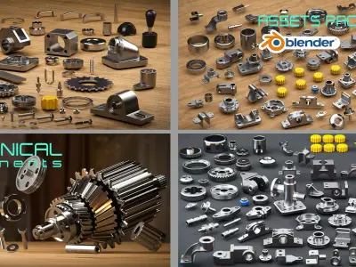 Mechanical Component Asset packs Bundle Free 3D model