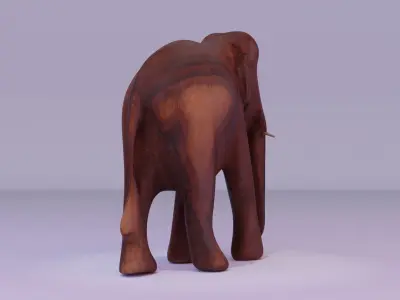 Elephant wood handmade sculpture Low-poly 3D model