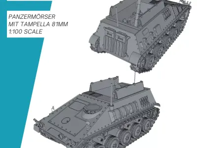 Panzermoerser mit Tampella 81 mm Moerser 3D print model