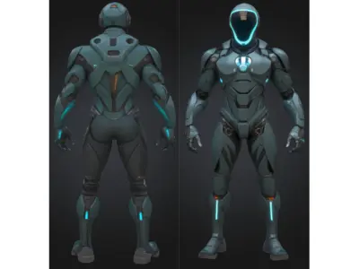 Futuristic Sci Fi Armored Soldier Low-poly 3D model
