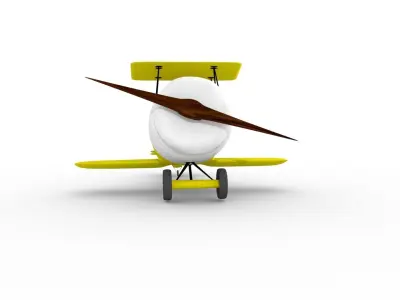 Biplane Low-poly 3D model