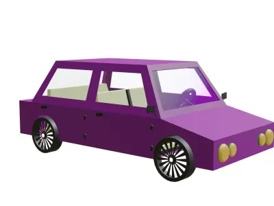 Stylized Purple Cartoon Sedan - Low Poly 3D model
