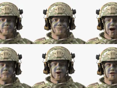 Army Soldier in Green Camo Rigged for Cinema 4D 3D model