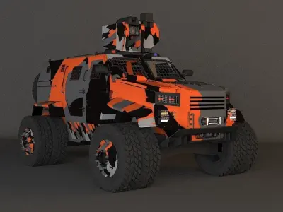 war truck orange rigged 3D model