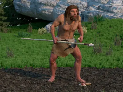 Ancient Neanderthal Fur Rigged 3D model