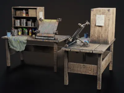 Painting workbench Low-poly 3D model