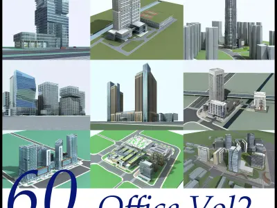 60 Office Buildings Collection 3D model