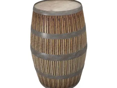 Wooden Barrel 3D model 4