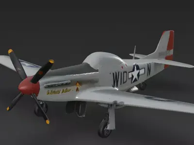 American P-51 Mustang Fighter 3D Model Low-poly 3D model