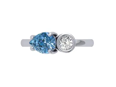 Solitair 2 Stone Ring 3D print model buy